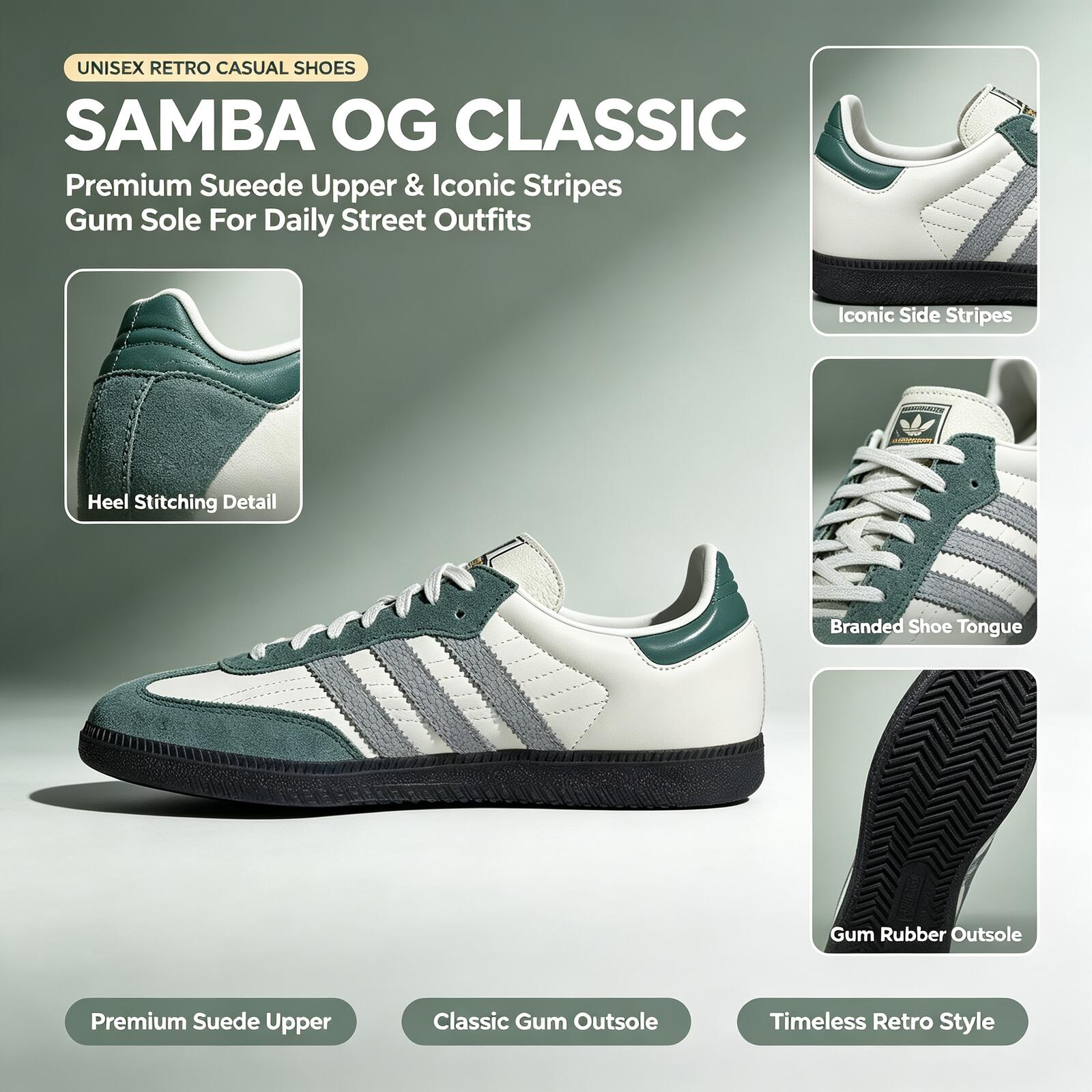 Adidas Shoes Samba - Sepatu Sneakers Kulit Asli Adidas Samba