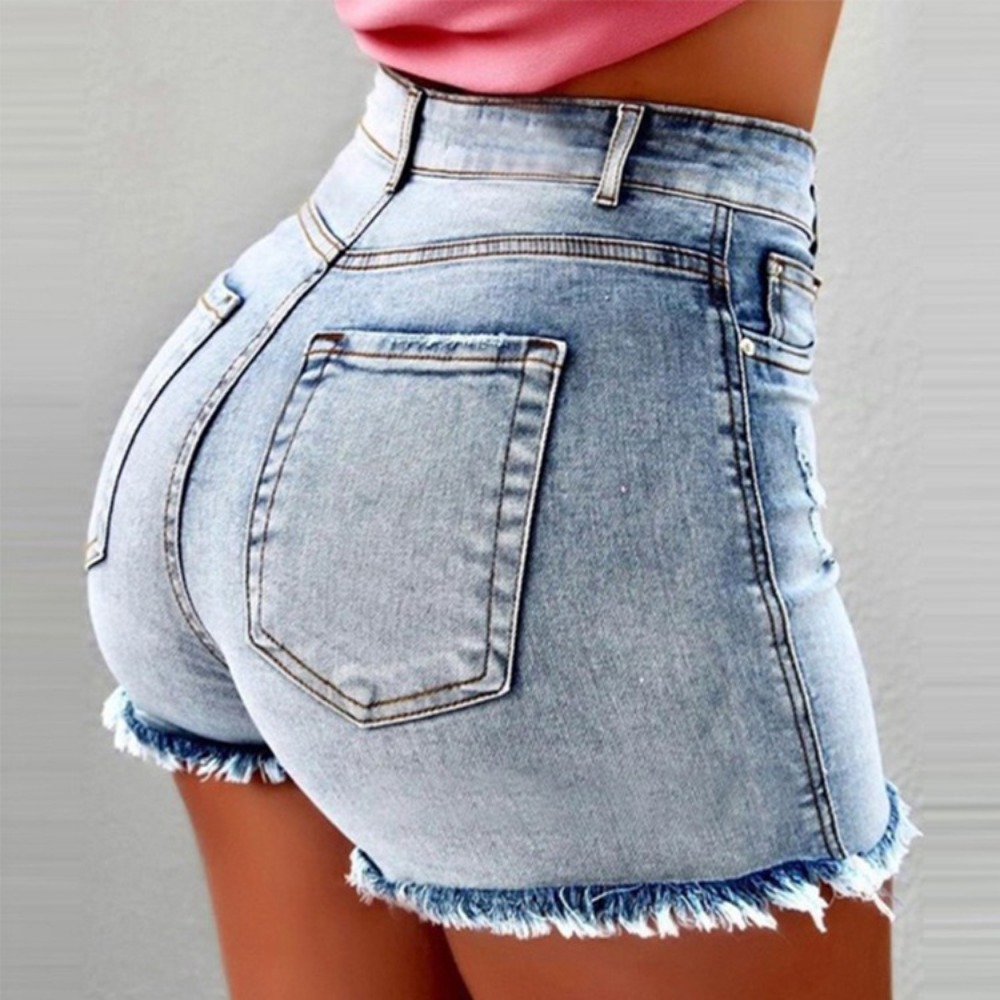 Celana Pendek Denim Wanita Hig - Shorts Denim Frayed ulasan dan harga