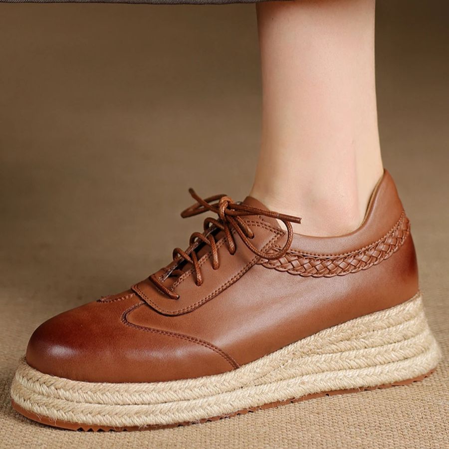 EAGSITY Sepatu Oxford Coklat K - Wedge Espadrille Women ulasan dan harga