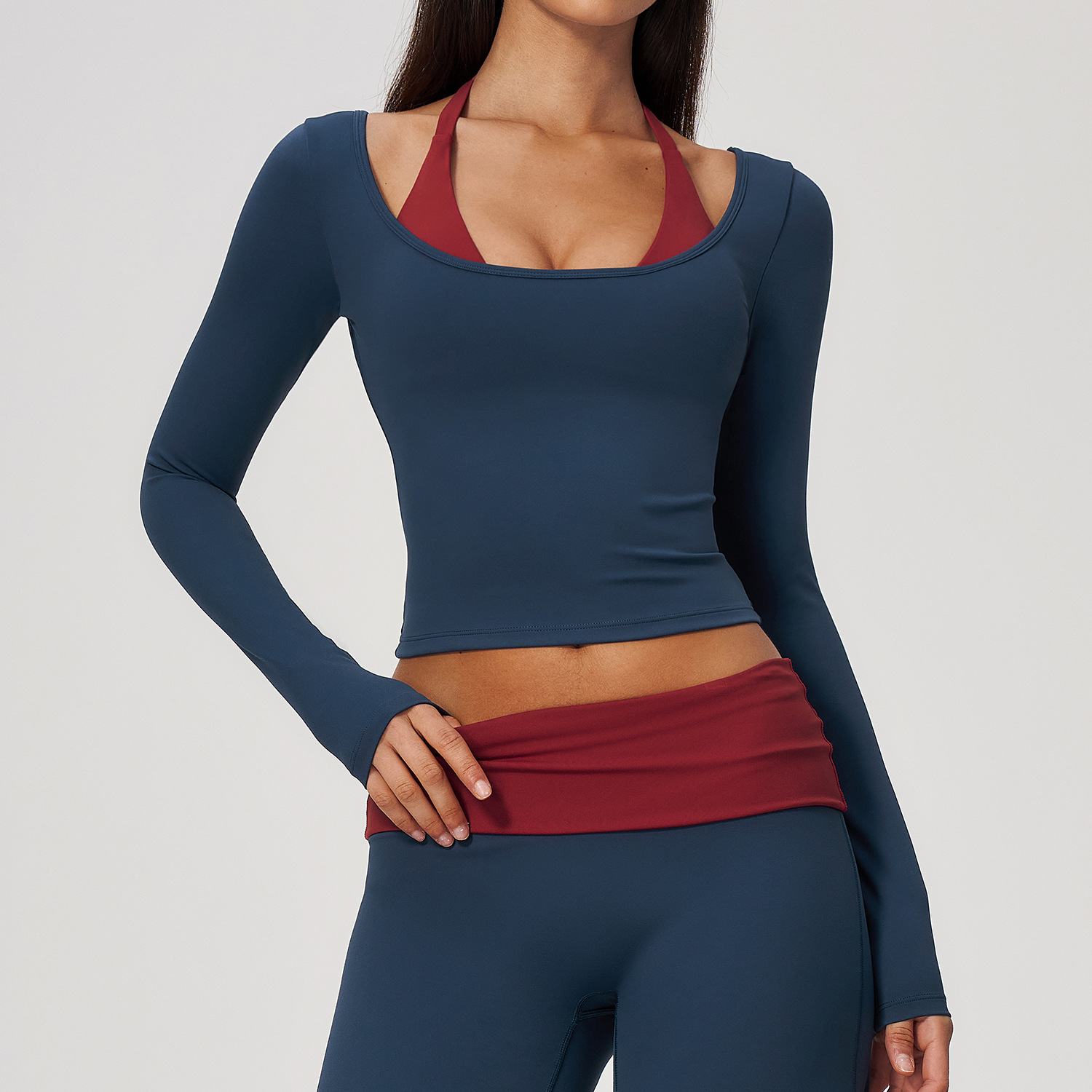 Atasan Yoga Halter 2-in-1 Mode - Crop Top Crochet ulasan dan harga