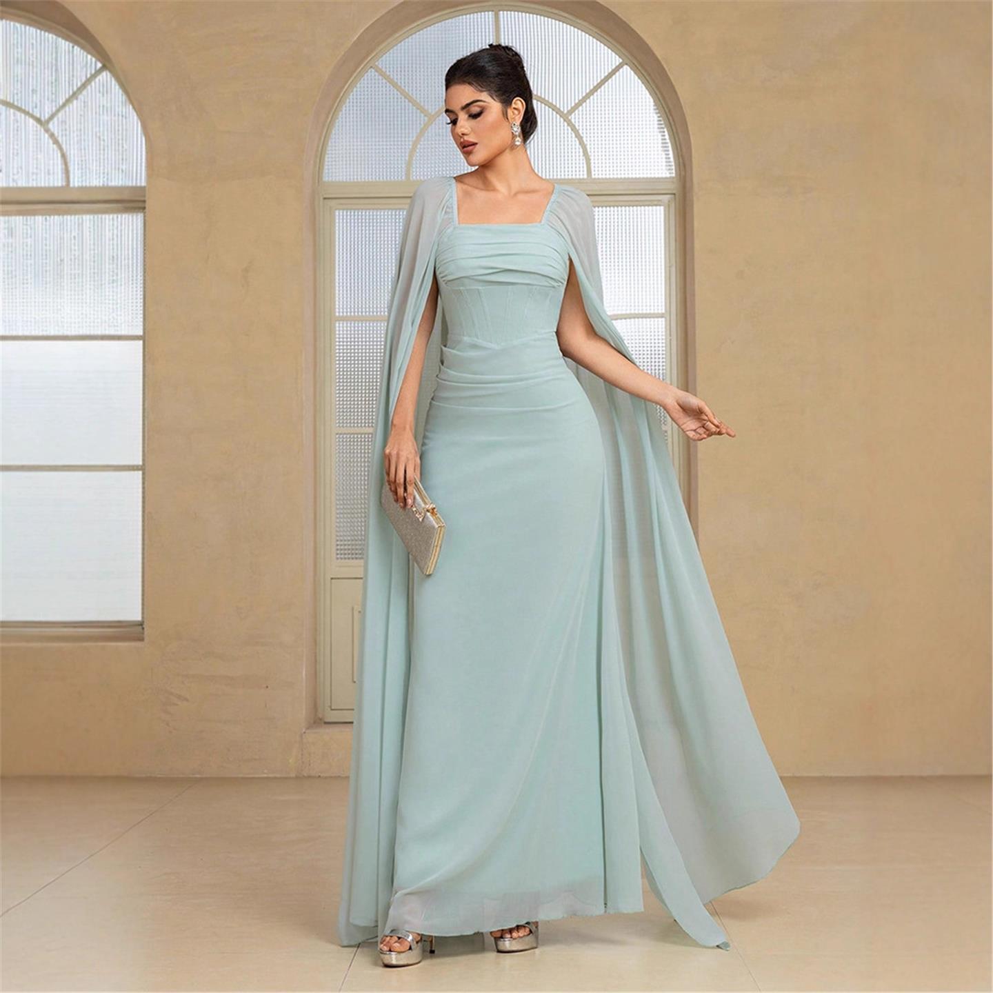 Gaun Malam Panjang Elegan Warn - Linen Dress Wrap ulasan dan harga