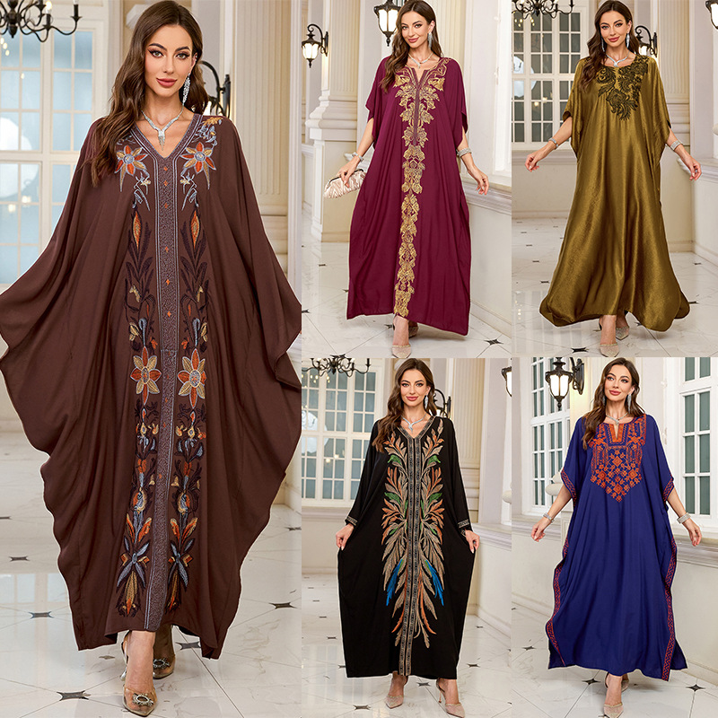 Gaun Kaftan Panjang Bordir Wan - Cover Up Kaftan ulasan dan harga